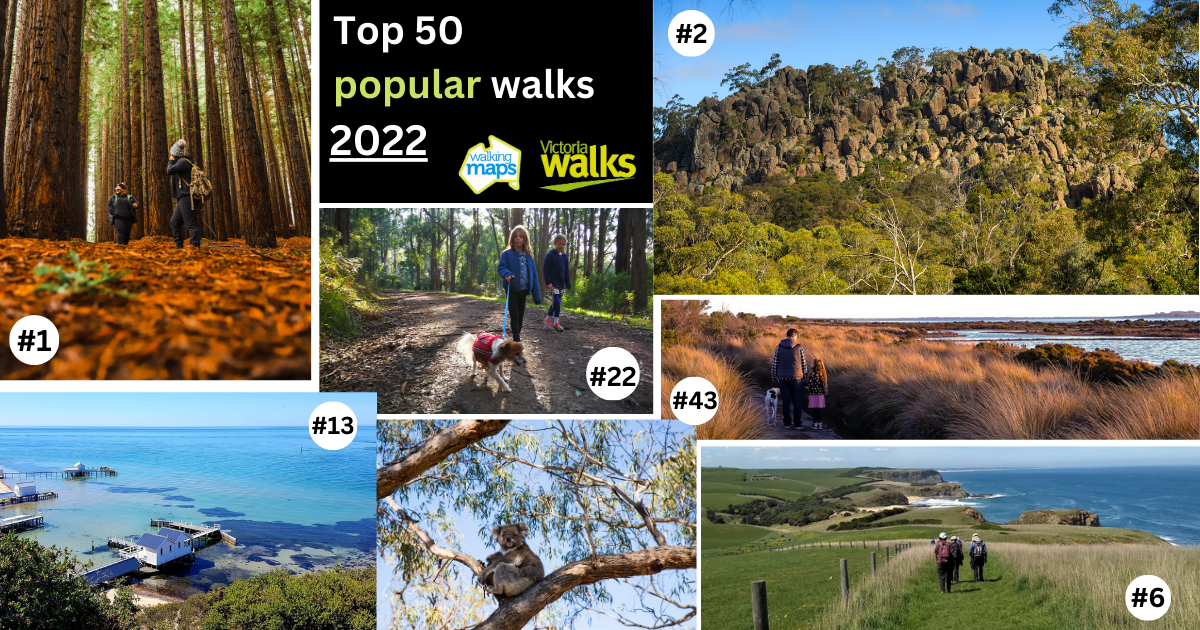 Most searched walks at Walking Maps, popular walks Victoria